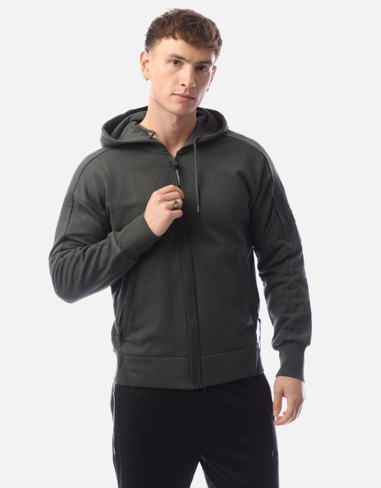 Diagonal Raised Fleece Lens Full-Zip Hoodie