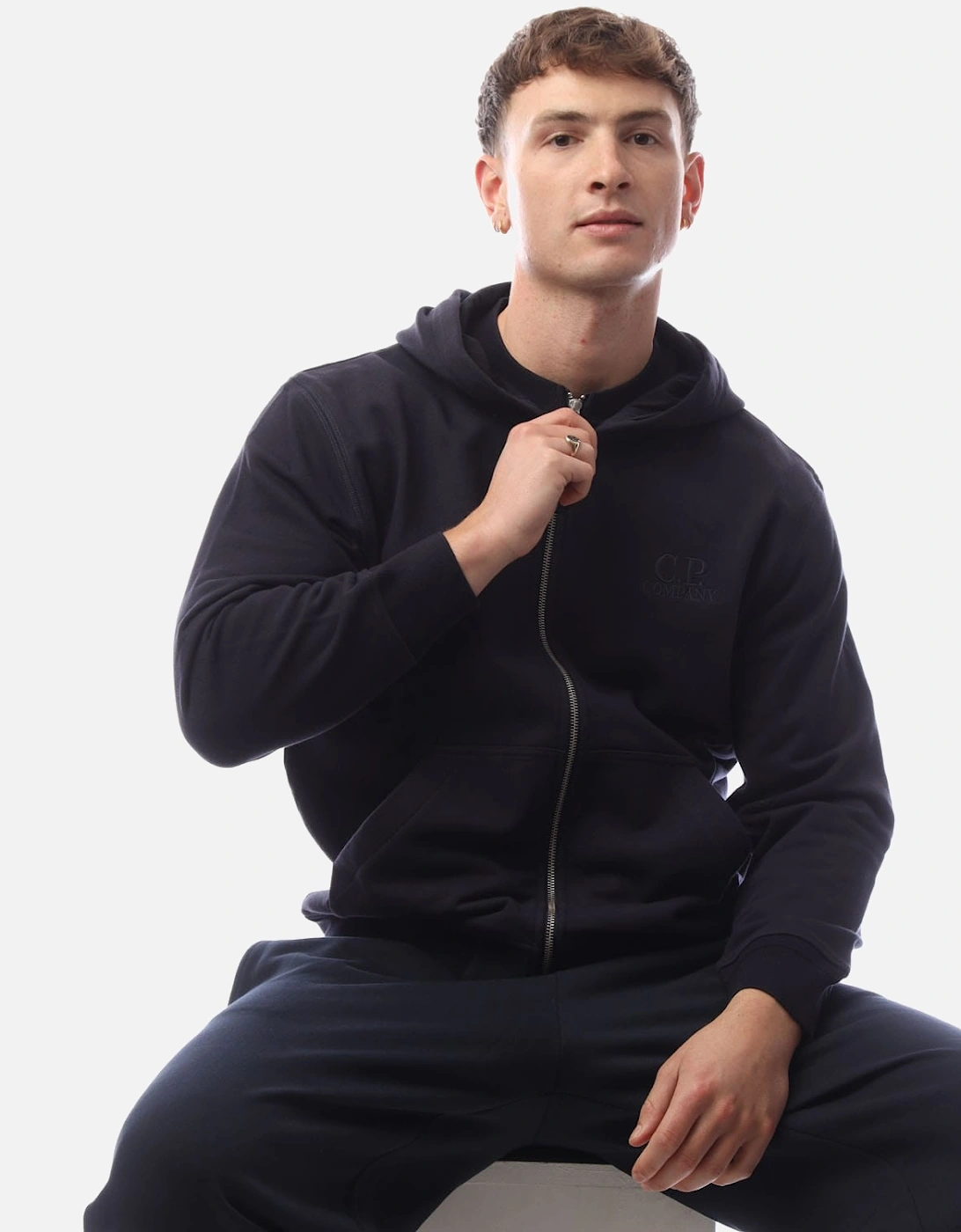 Diagonal Raised Fleece Logo Full-Zip Hoodie