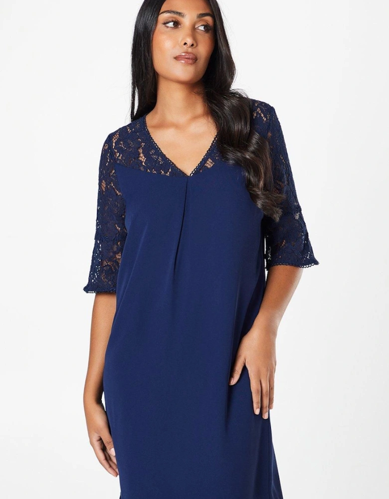 Petite Lace Ruffle Sleeve Shift Dress