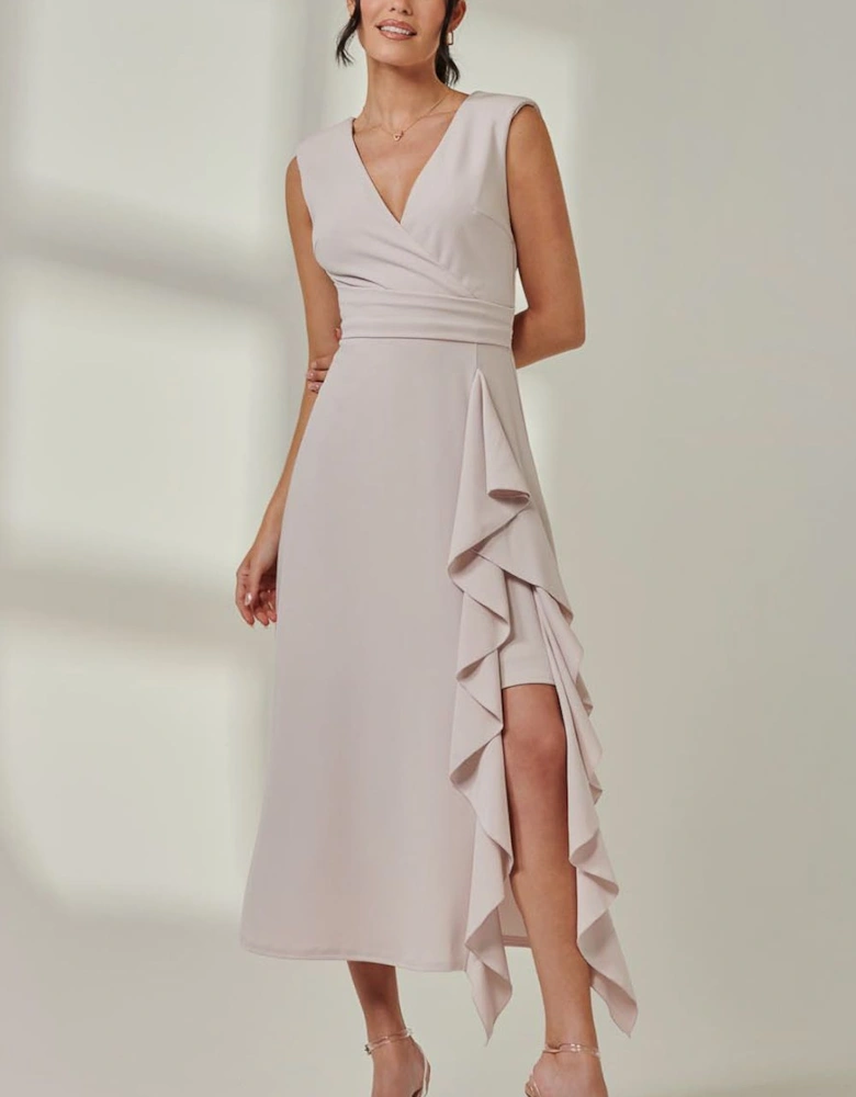 Wrap Front Frill Detail Maxi Dress
