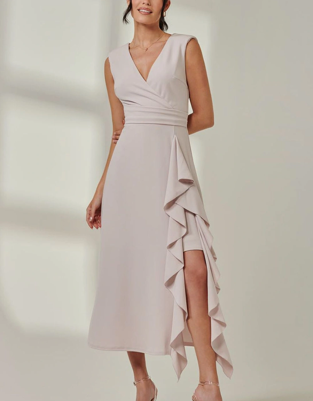 Wrap Front Frill Detail Maxi Dress, 2 of 1
