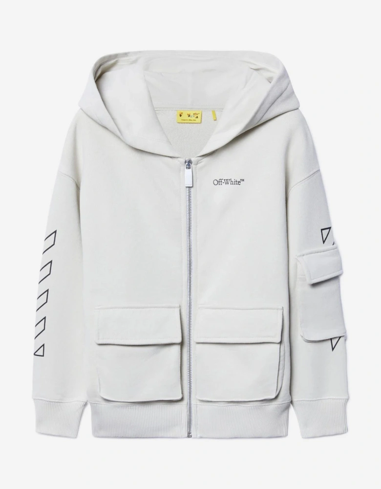 Boys Bookish Diag Zip Up Hoodie in Grey