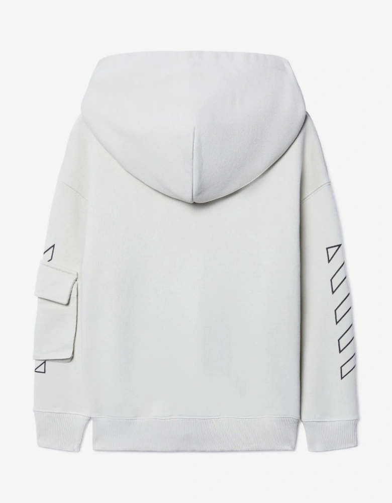 Boys Bookish Diag Zip Up Hoodie in Grey