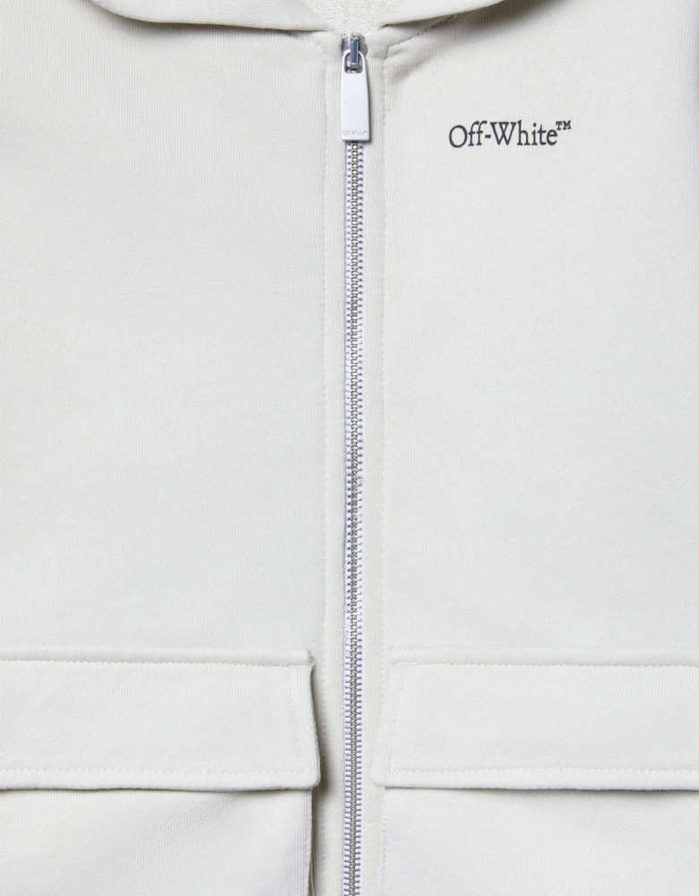 Boys Bookish Diag Zip Up Hoodie in Grey