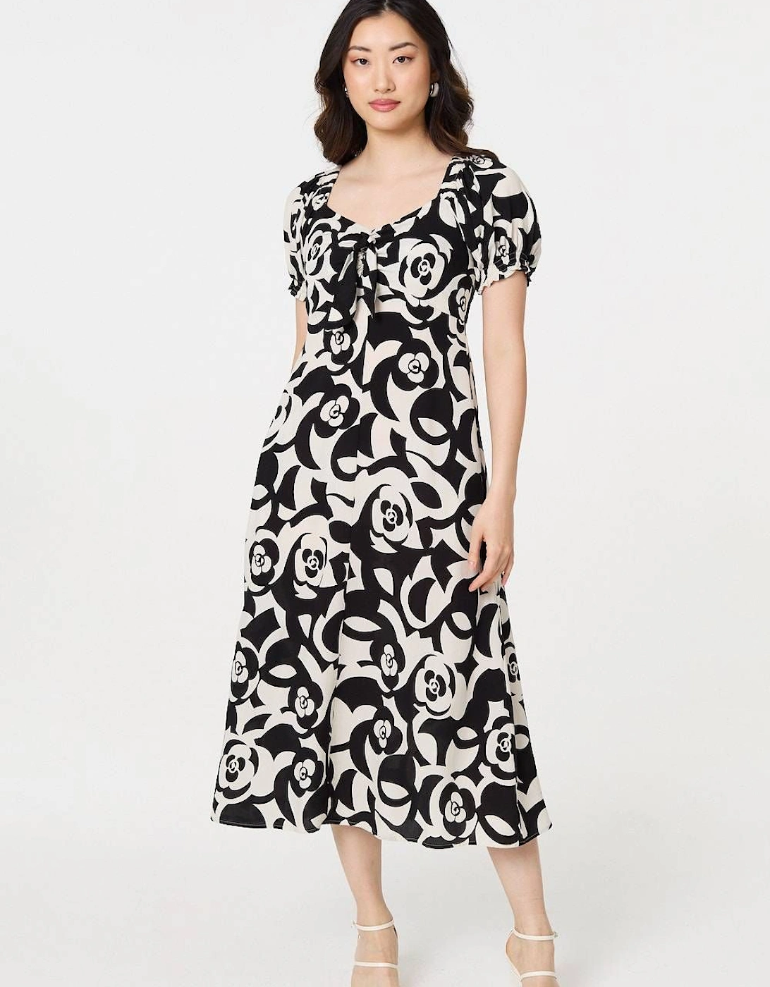Abstract Tie Up Bardot Midi Dress, 2 of 1