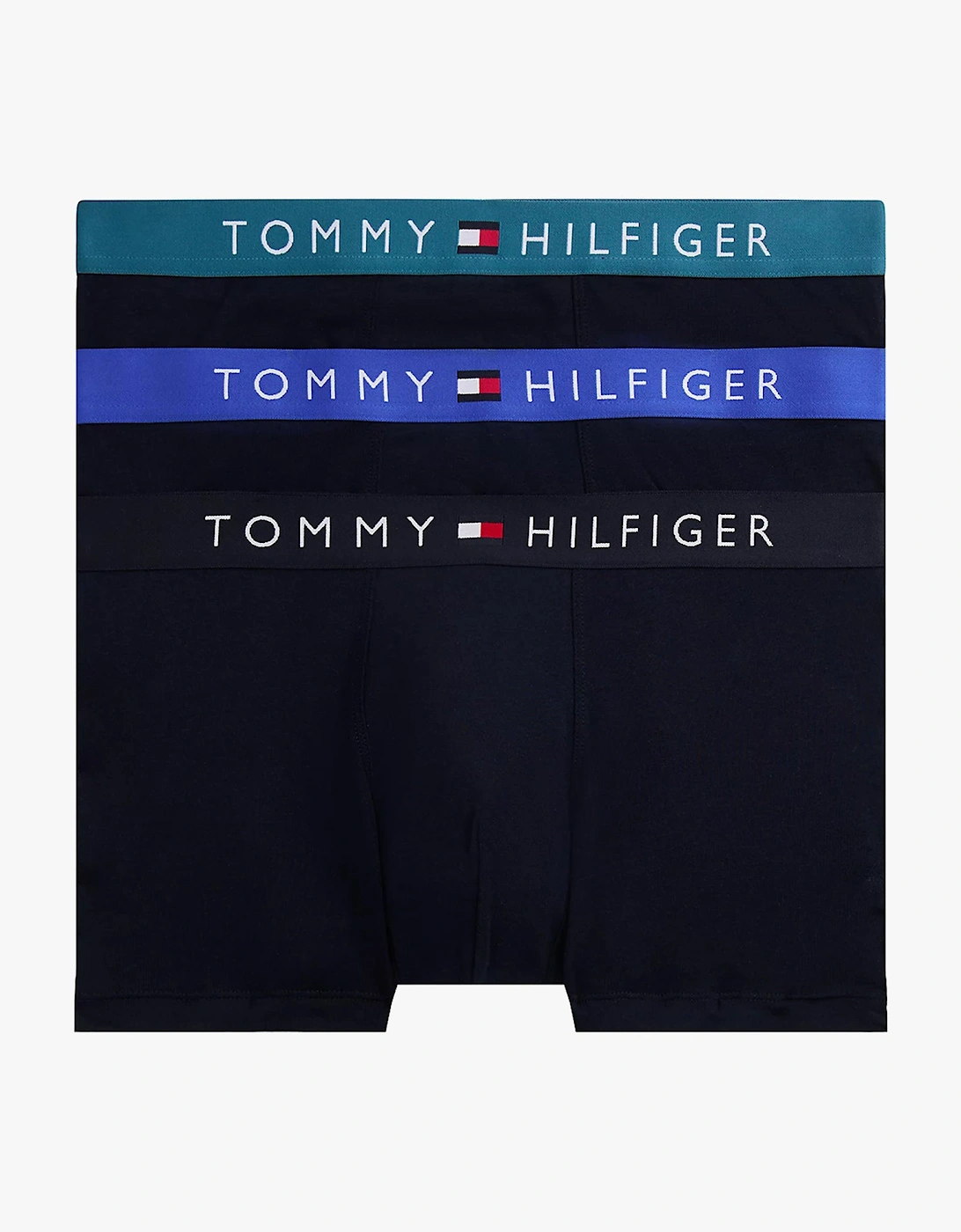 Mens 3 Pack Logo Waistband Trunks Navy, 5 of 4
