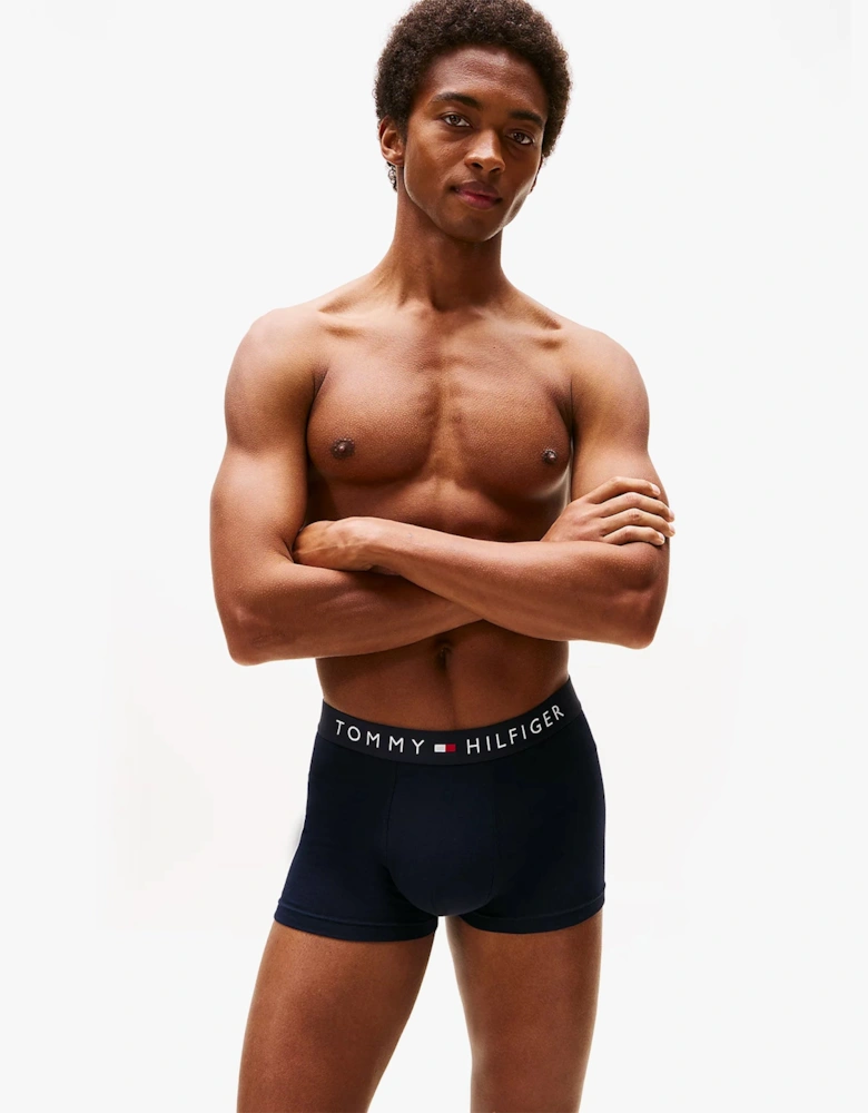 Mens 3 Pack Logo Waistband Trunks Navy