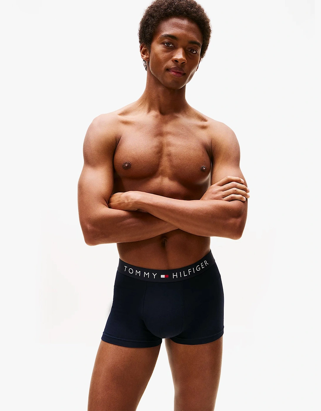 Mens 3 Pack Logo Waistband Trunks Navy