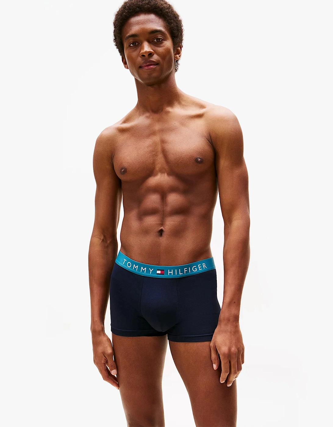 Mens 3 Pack Logo Waistband Trunks Navy