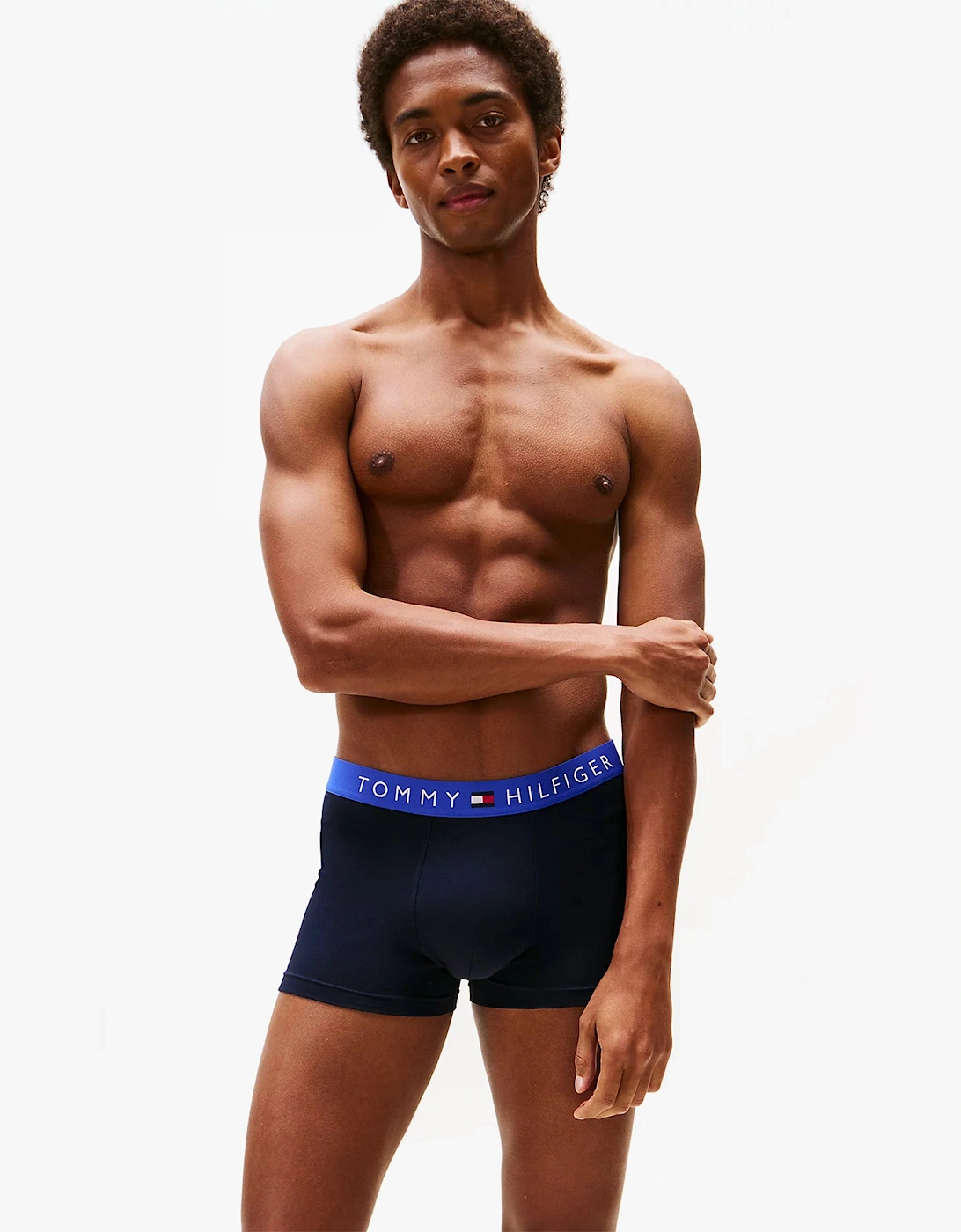 Mens 3 Pack Logo Waistband Trunks Navy