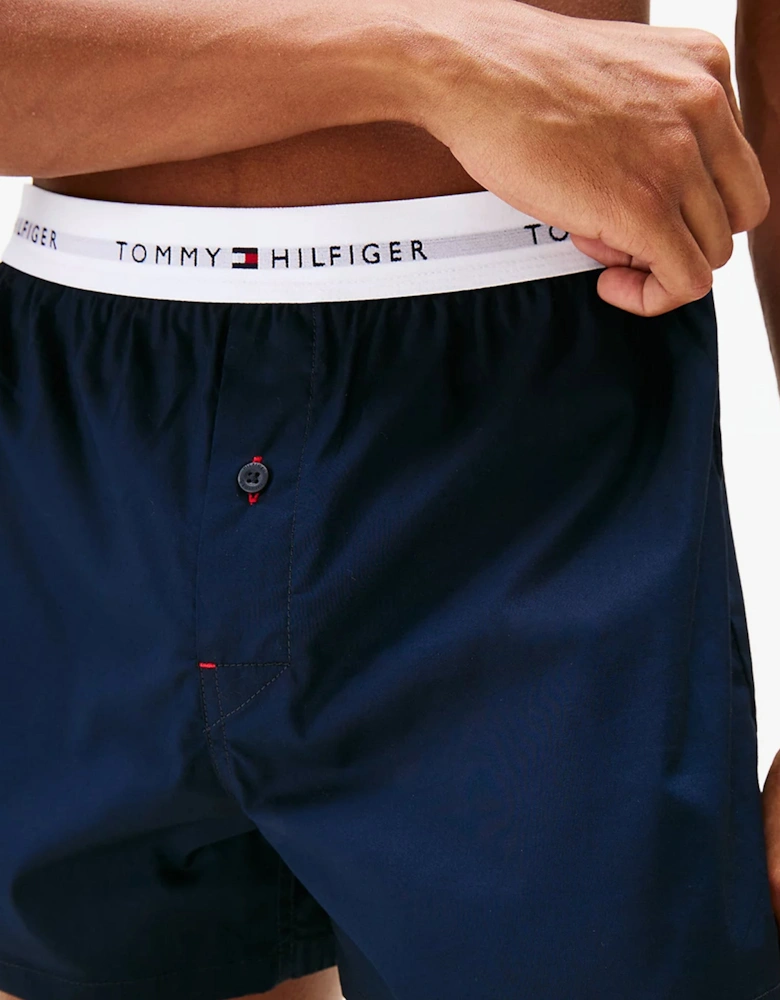 Mens 2 Pack Signature Logo Woven Boxer Shorts Navy