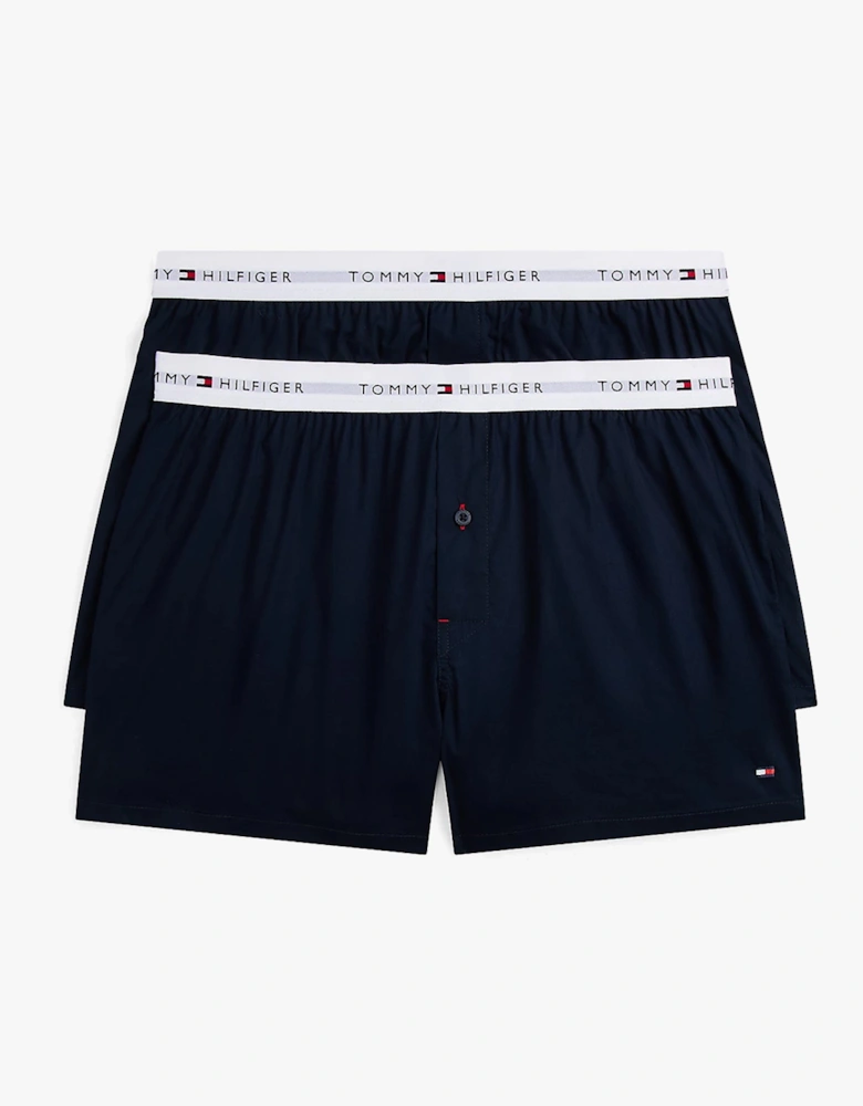 Mens 2 Pack Signature Logo Woven Boxer Shorts Navy