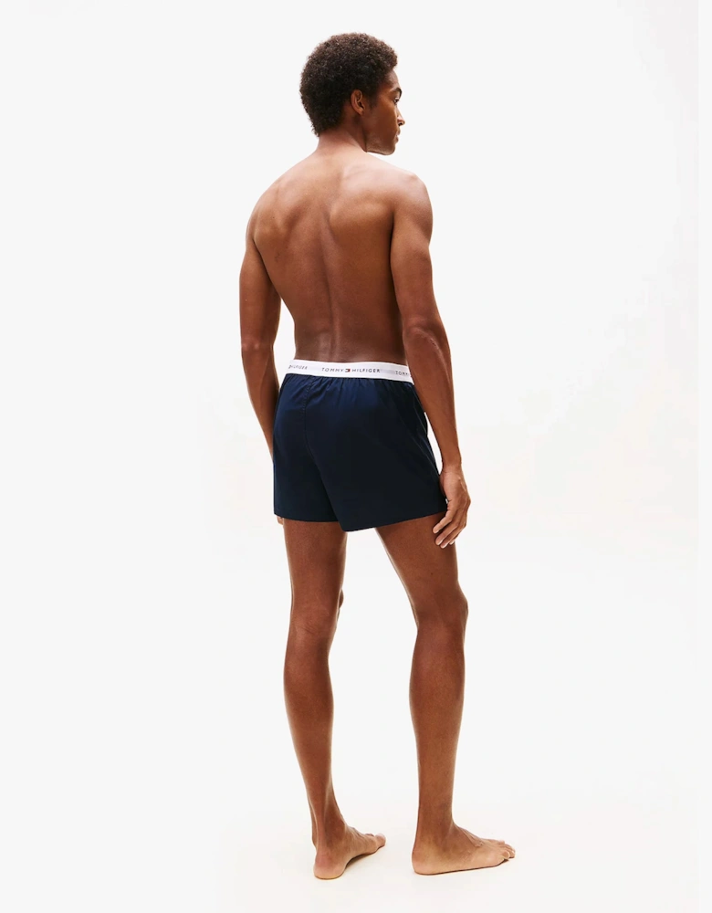 Mens 2 Pack Signature Logo Woven Boxer Shorts Navy