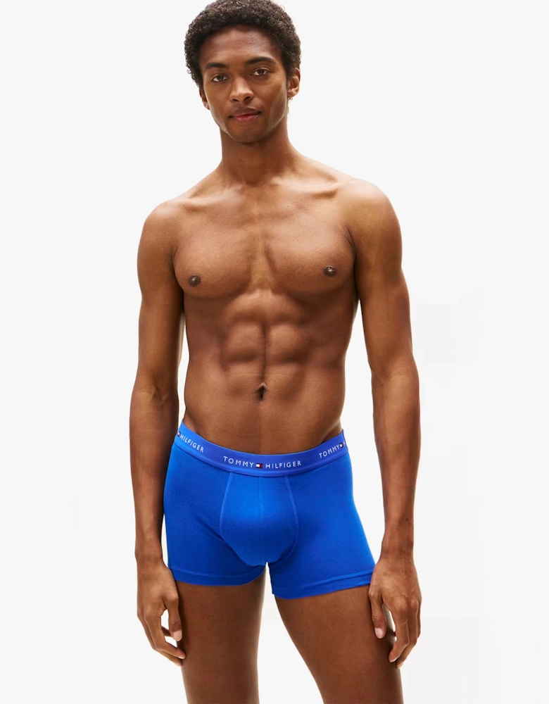 Mens 3 Pack Logo Waistband Cotton Trunks Multi