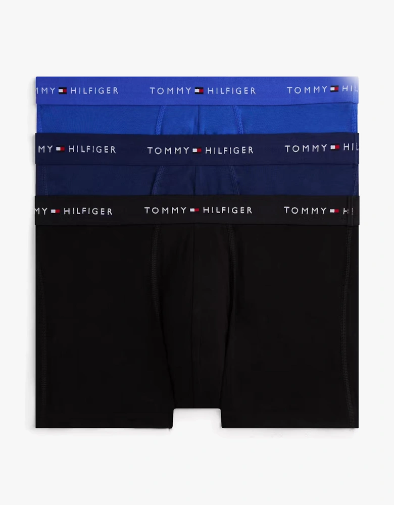 Mens 3 Pack Logo Waistband Cotton Trunks Multi