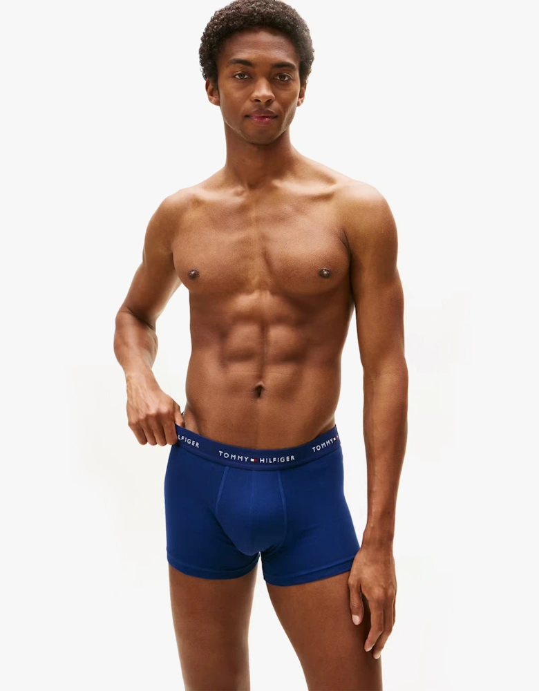 Mens 3 Pack Logo Waistband Cotton Trunks Multi