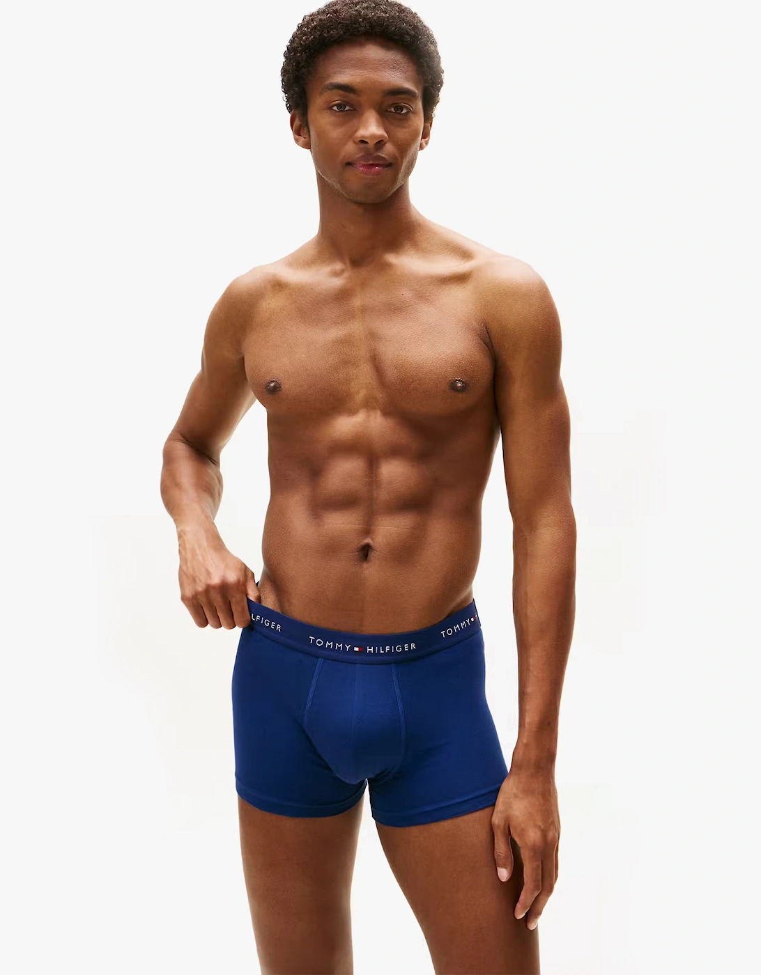 Mens 3 Pack Logo Waistband Cotton Trunks Multi