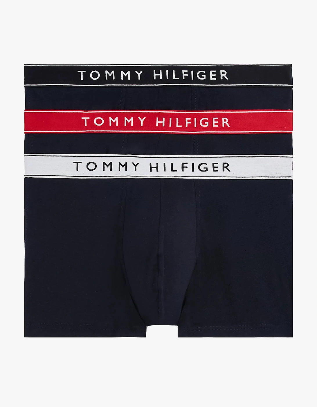 Mens 3 Pack Logo Waistband Trunks Navy, 5 of 4