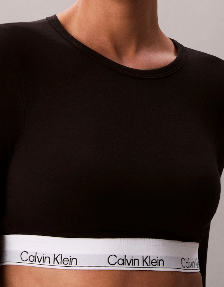 Icon Cotton Modal Womens Long Sleeve T-shirt Bralette Black
