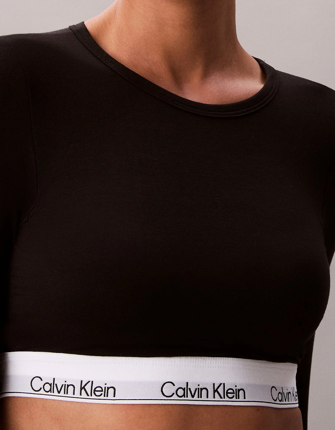 Icon Cotton Modal Womens Long Sleeve T-shirt Bralette Black