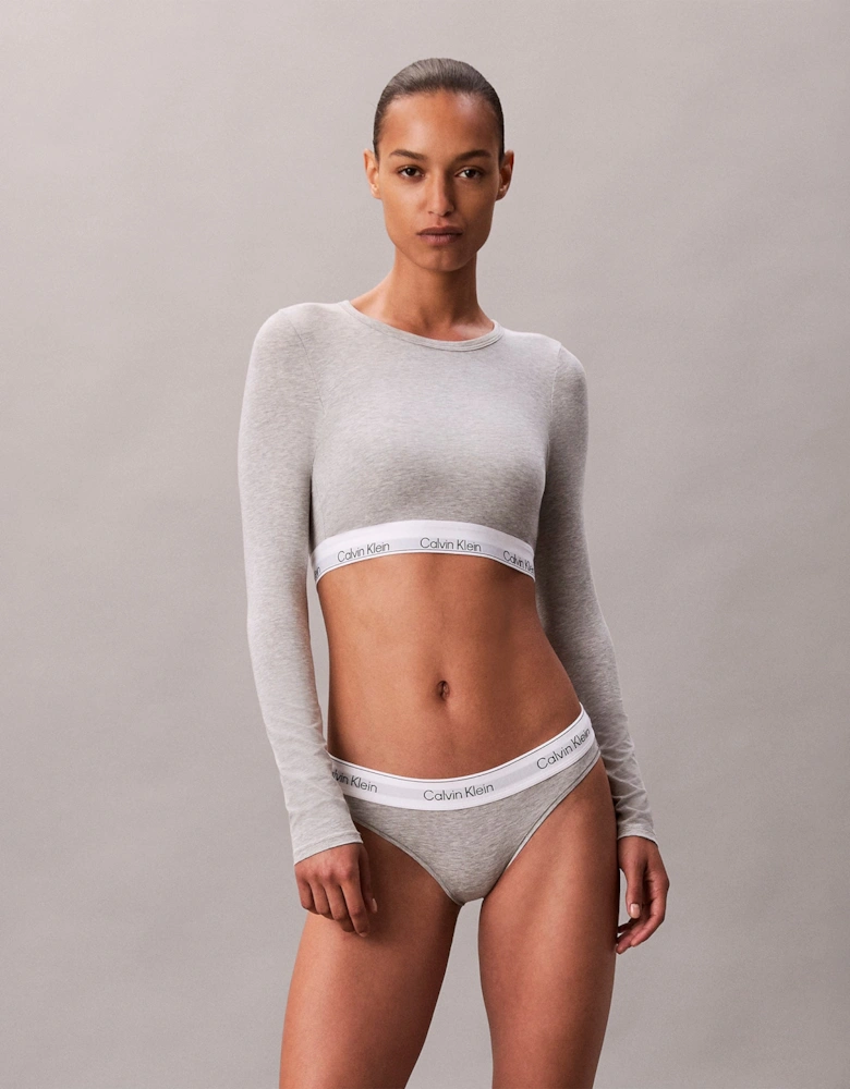 Icon Cotton Modal Womens Long Sleeve T-shirt Bralette Grey