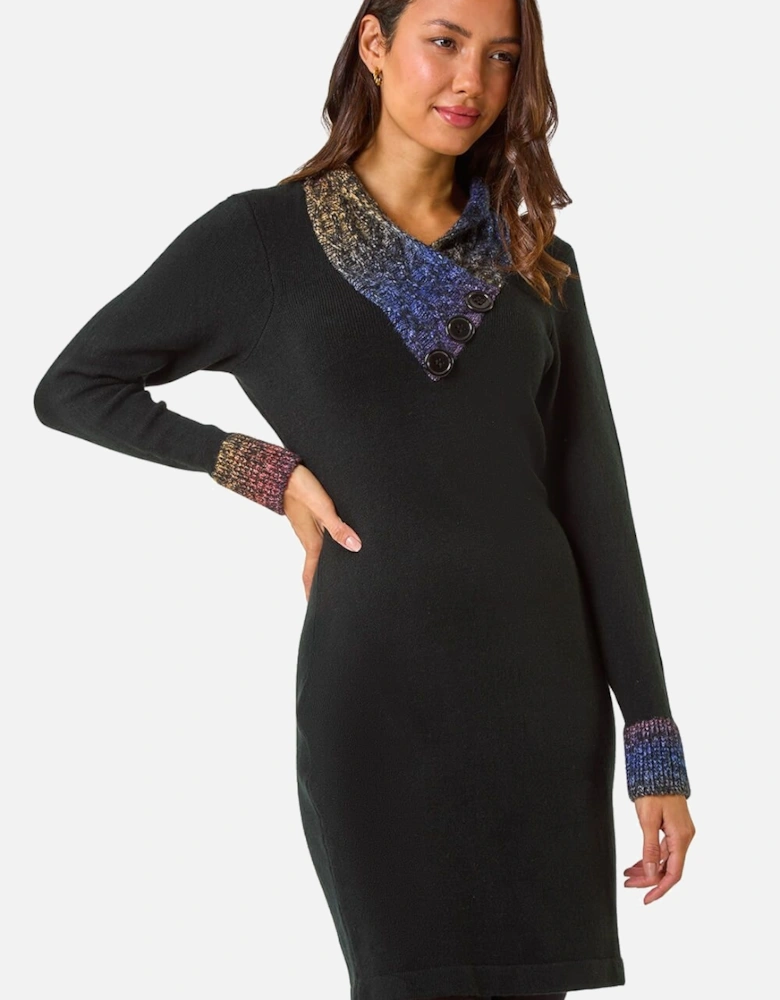 Overlap V-Neck Knit Dress