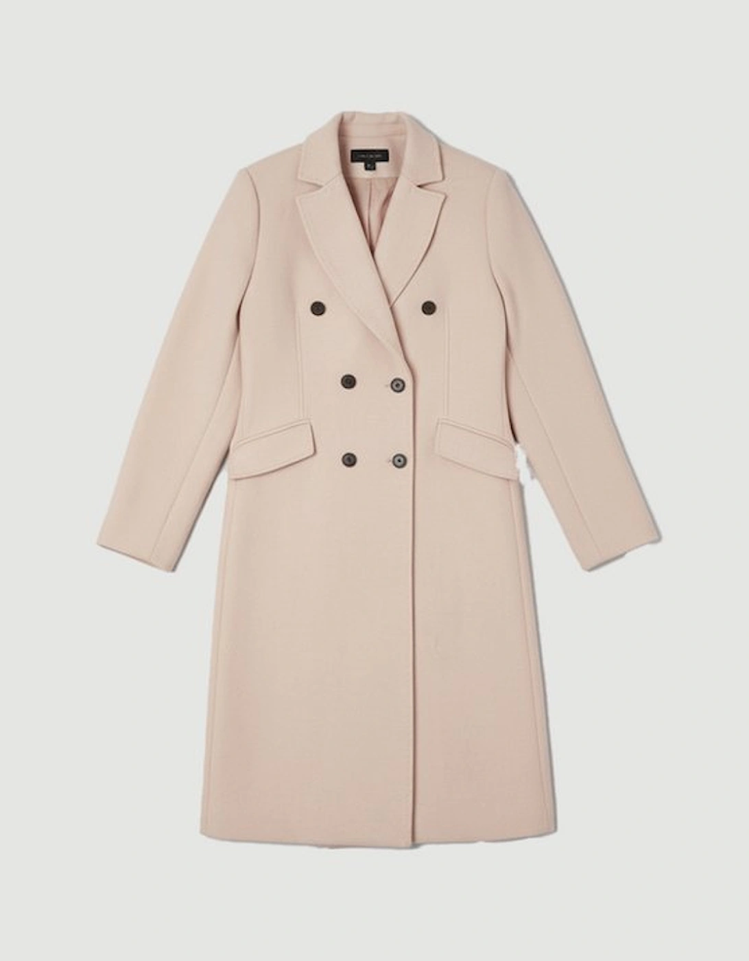 Wool Fitted Double Breasted Tailored Midi Coat