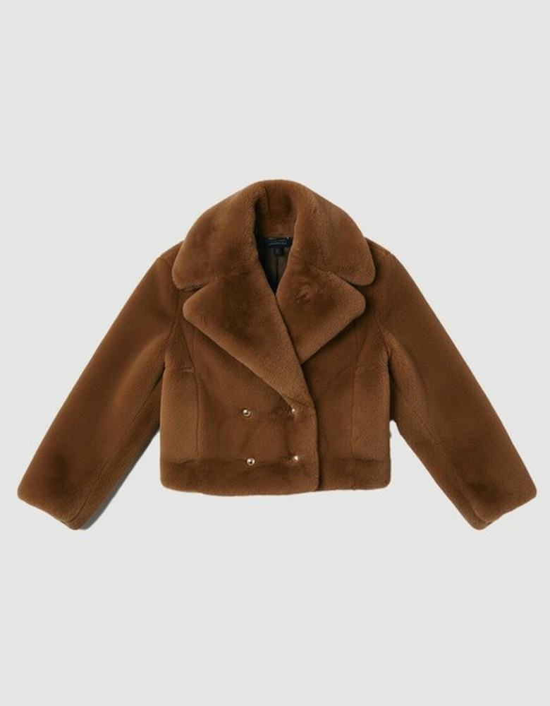 Plus Size Faux Fur Buttoned Short Coat