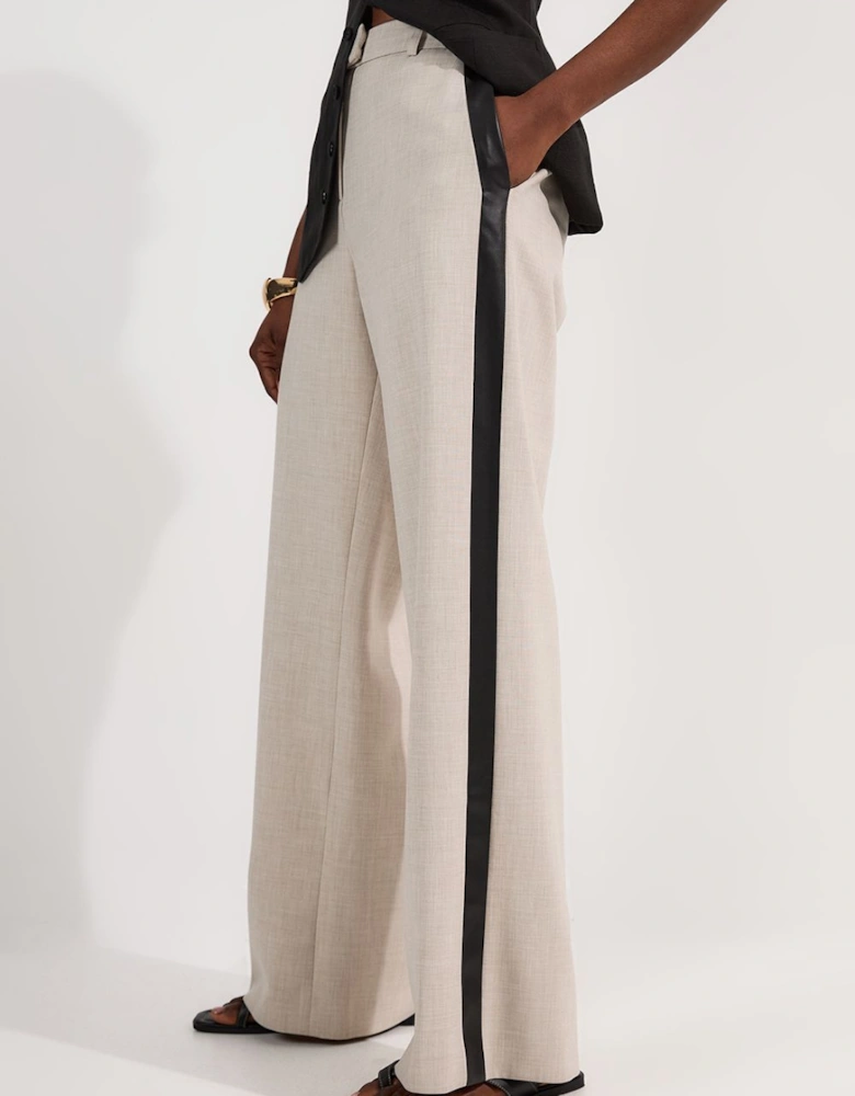Tailored Marl Pu Tipped Wide Leg Trouser