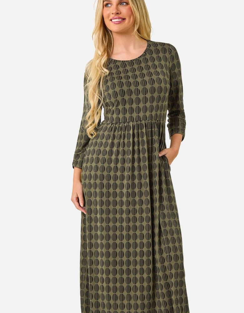Petite Geometric Spot Midi Dress