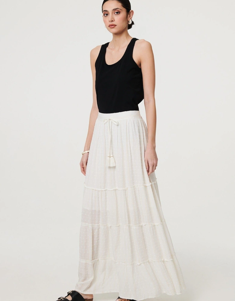 Textured High Waist Tiered Maxi Skirt