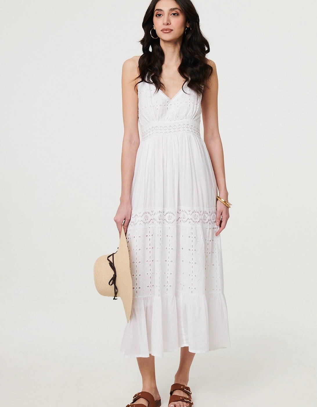 Broderie Anglaise Cami Strap Maxi Dress, 2 of 1