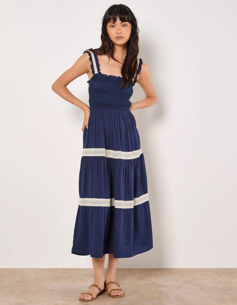 Crochet Lace Tiered Midi Dress