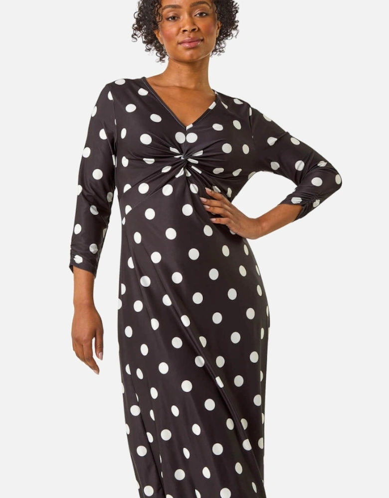 Petite Spot Twist Front Midi Dress