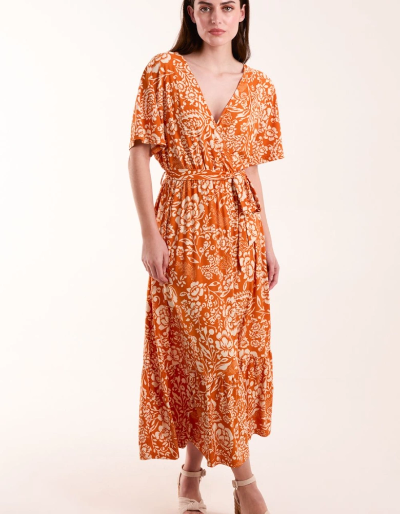 Double V Midi Dress With Tassel Tie