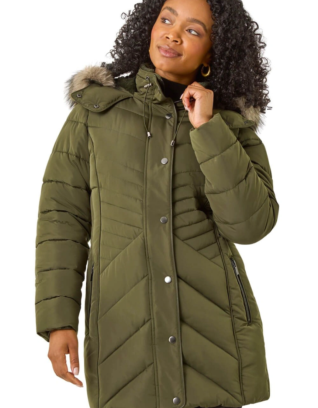 Petite Hooded Longline Quilted Coat, 2 of 1