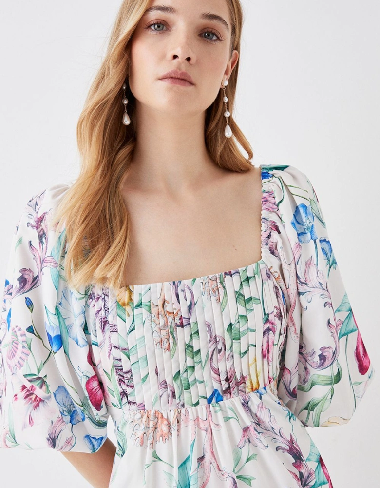 The Collector Pleat Bust Midi Cotton Dress