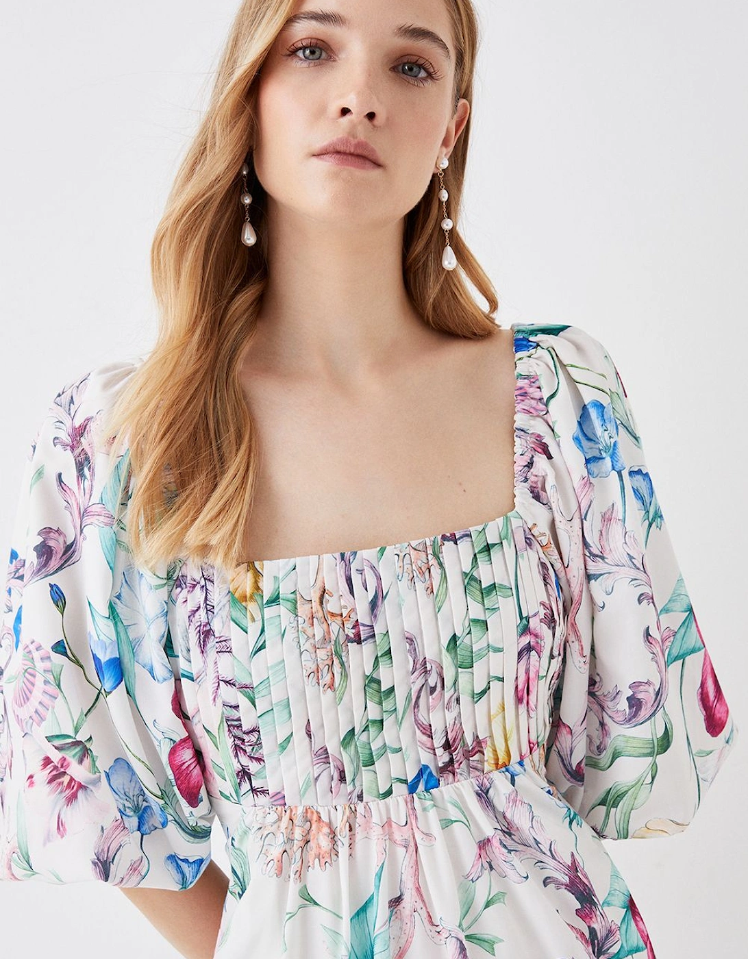 The Collector Pleat Bust Midi Cotton Dress, 2 of 1