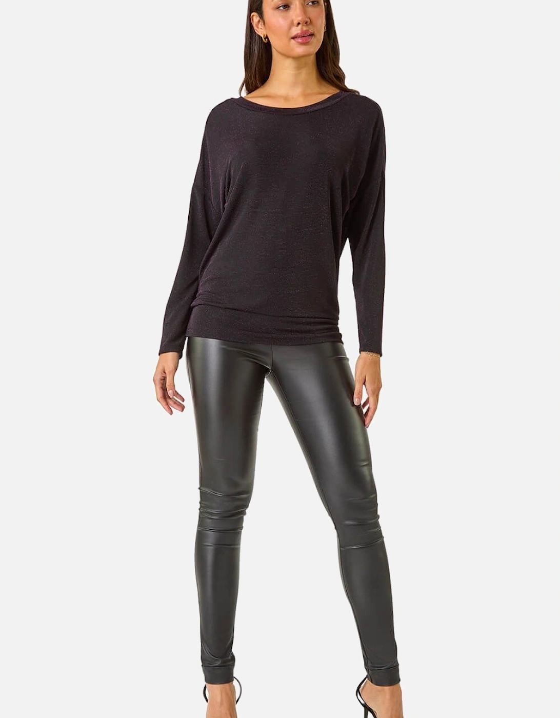 Shimmer Glitter Banded Hem Top, 2 of 1