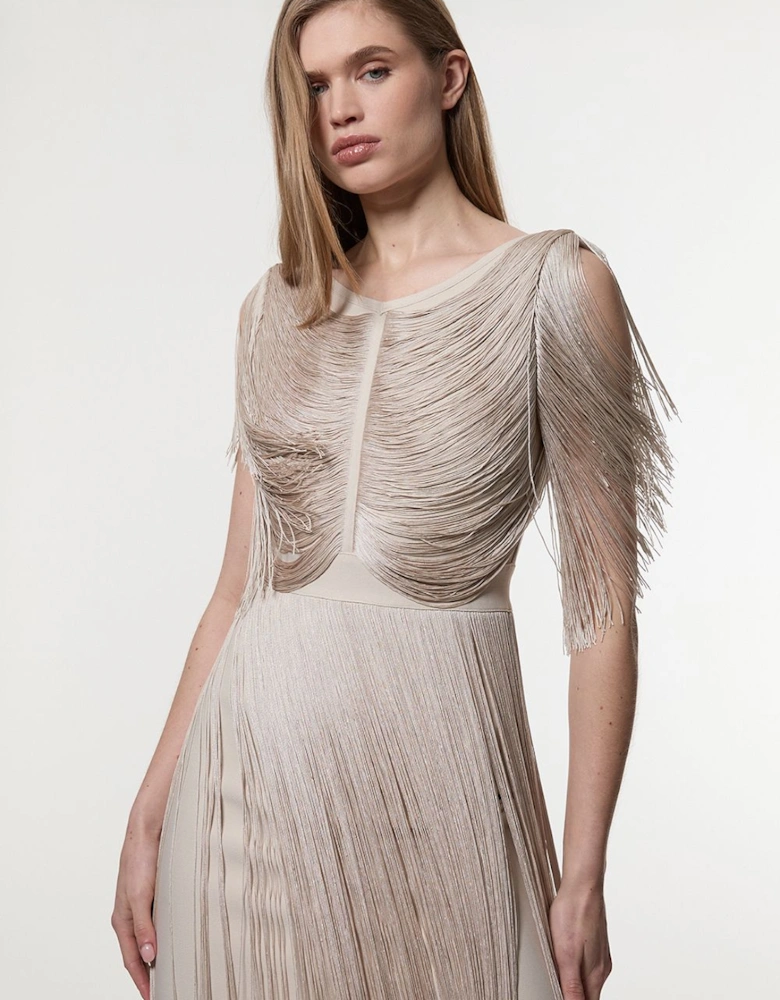 Maxi Draped Fringe Knitted Mini Dress