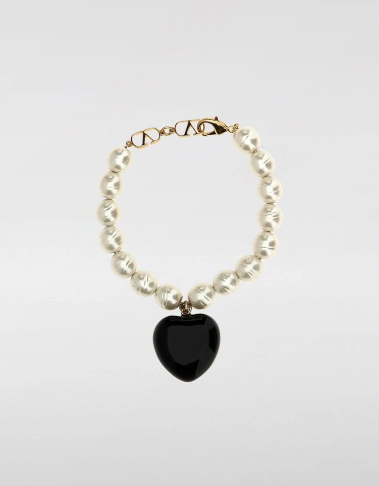 Pearl Heart Charm Bracelet
