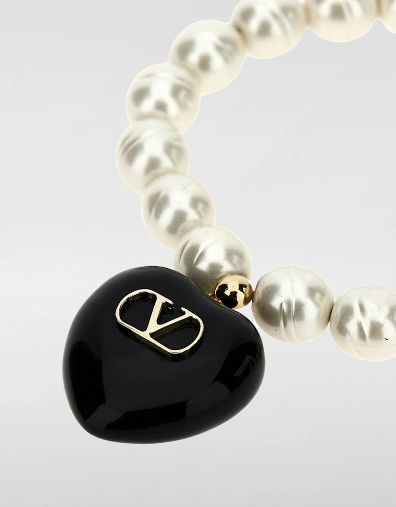 Pearl Heart Charm Bracelet