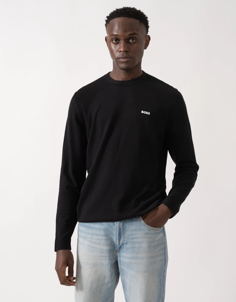 BOSS Green Momentum-Lite Crew Neck Mens Jumper - Black 001