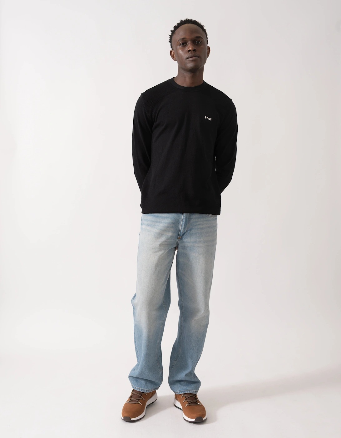 BOSS Green Momentum-Lite Crew Neck Mens Jumper - Black 001