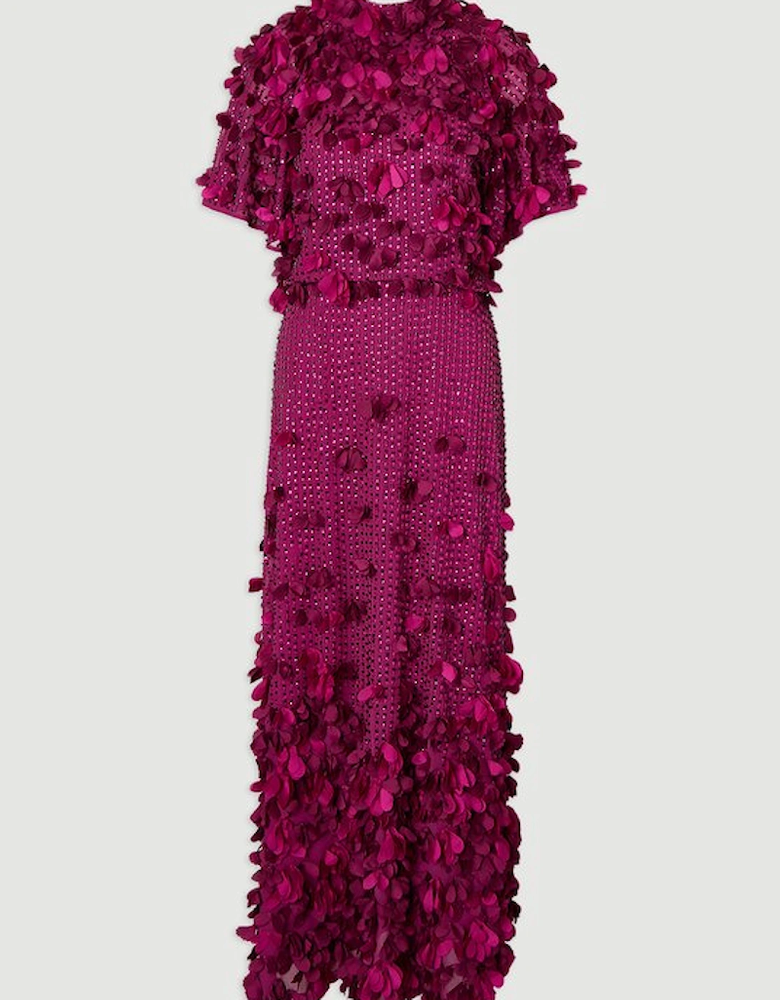 Crystal Applique Angel Sleeve Woven Maxi Dress