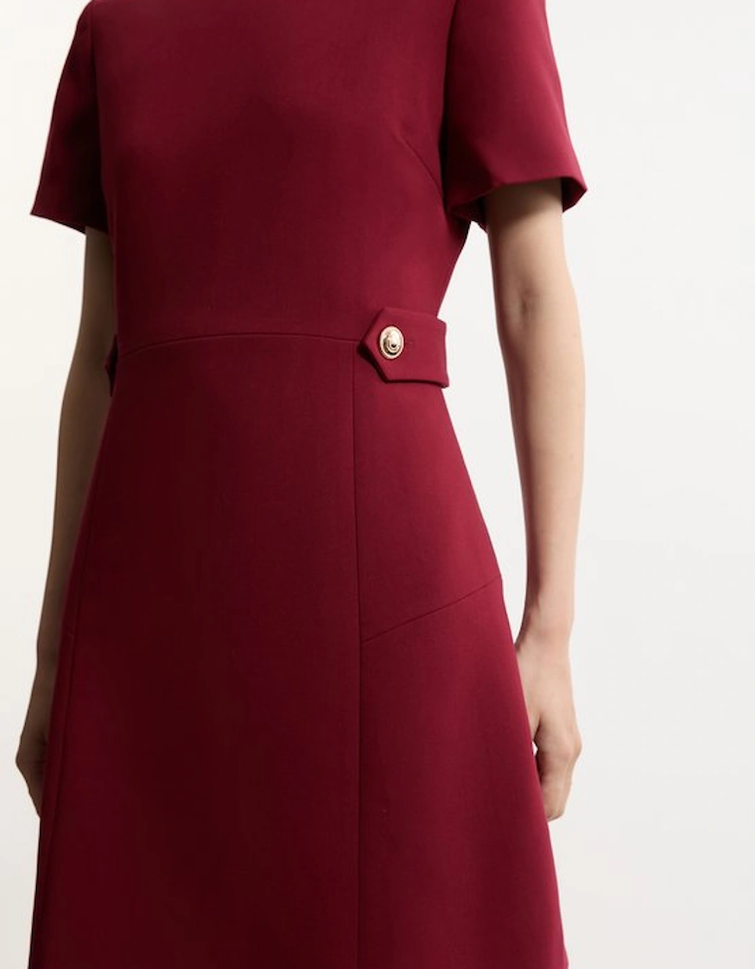Compact Stretch Essential Waist Tab Detail Tailored Mini Dress