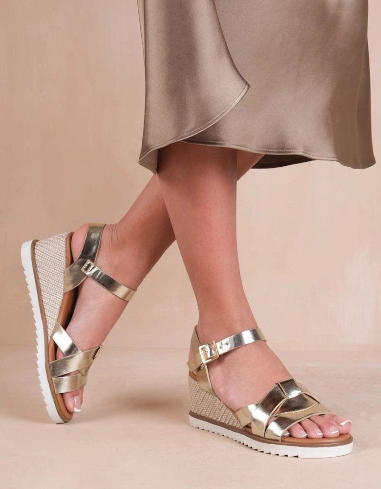 'Sydney' Wedge Shoes With Front Strap Detail