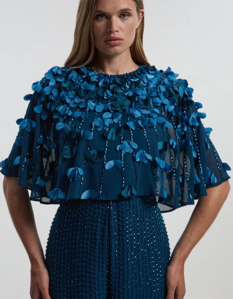 Crystal Applique Angel Sleeve Woven Jumpsuit