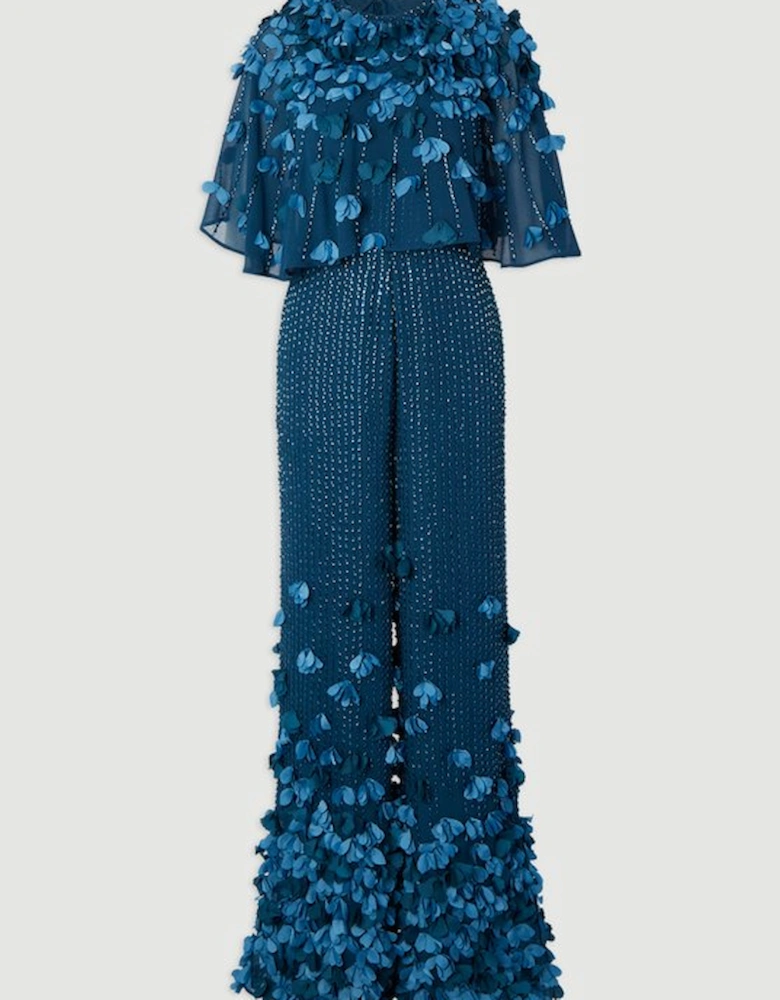 Crystal Applique Angel Sleeve Woven Jumpsuit