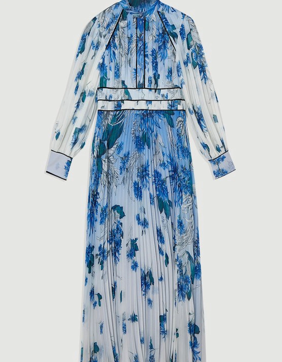 Scattered Floral Print Pleated Maxi Dress